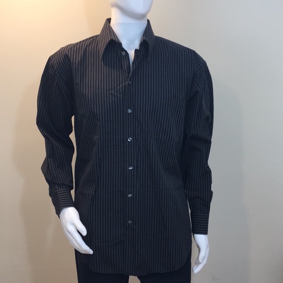 Mens Claiborne Black Gray Button Down Shirt Lg Mens Claiborne Black Gray Button Down Shirt Lg